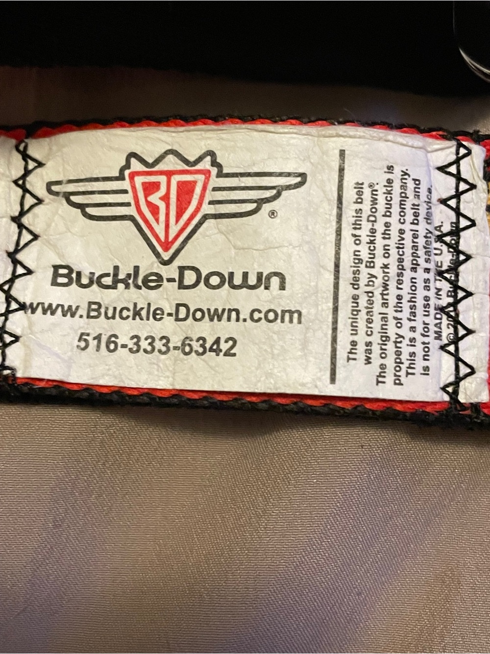 Buckle Down Red and Black Logo Seatbelt Style Belt adjustable - Picture 2 of 8